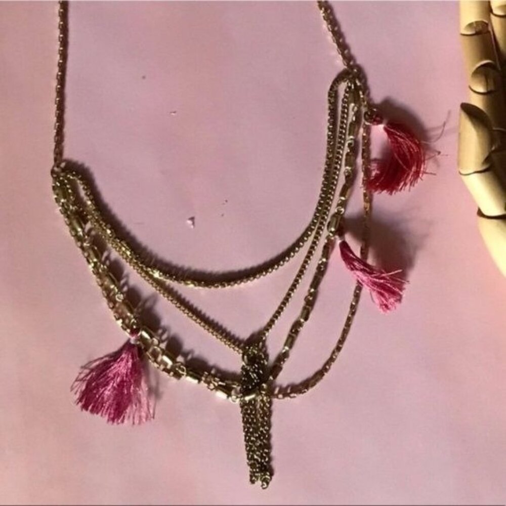 Anthropologie X Roost Layered Tassel Metal Chain Necklace - Picture 2 of 5